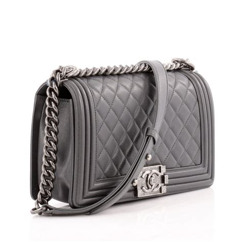 chanel gray boy bag|classic quilted chanel bag.